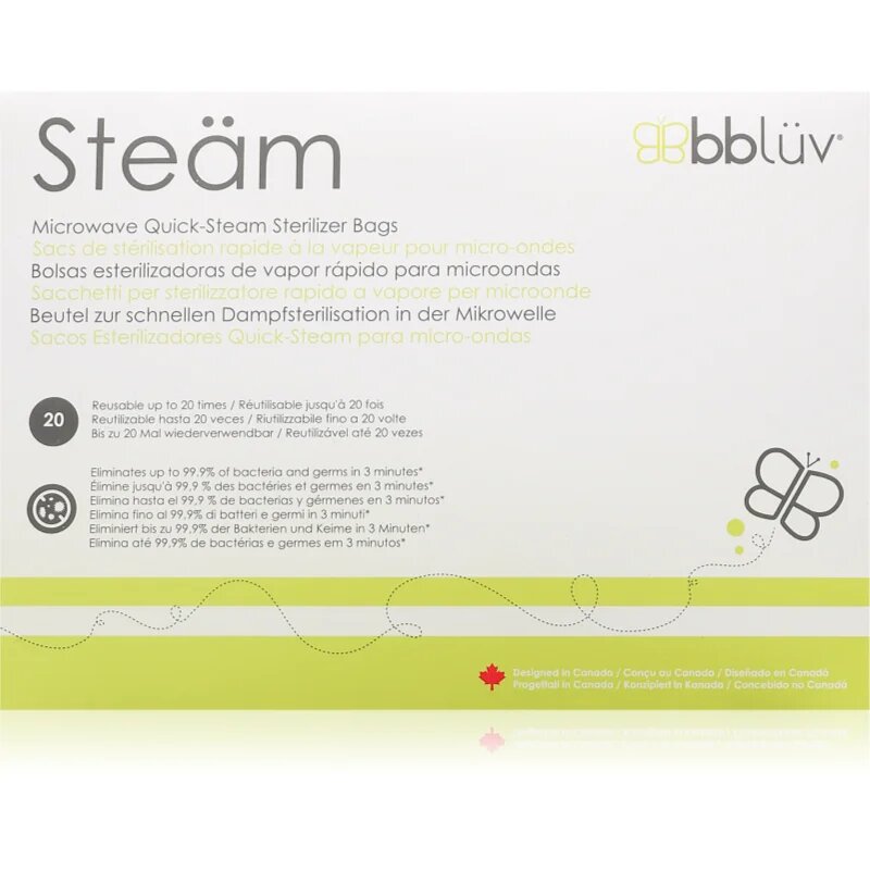 Steäm săculeți pentru sterilizare pentru cuptorul cu microunde 24 x 21 cm 6 buc