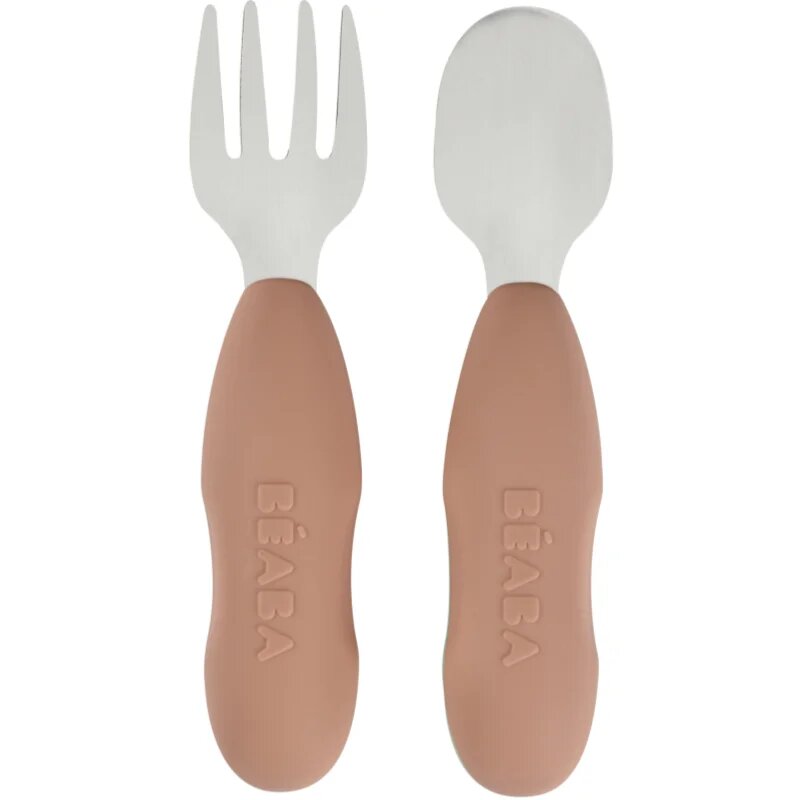 Beaba Stainless Steel Pre-Cutlery tacâmuri Praline 10m+ 2 buc