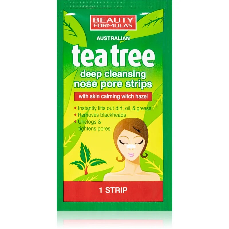 Beauty Formulas Tea Tree patch-uri de curatare a prilor de pe nas 6 buc