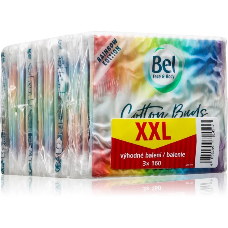 Face & Body Rainbow bețișoare din bumbac ambalaj economic 3x160 buc