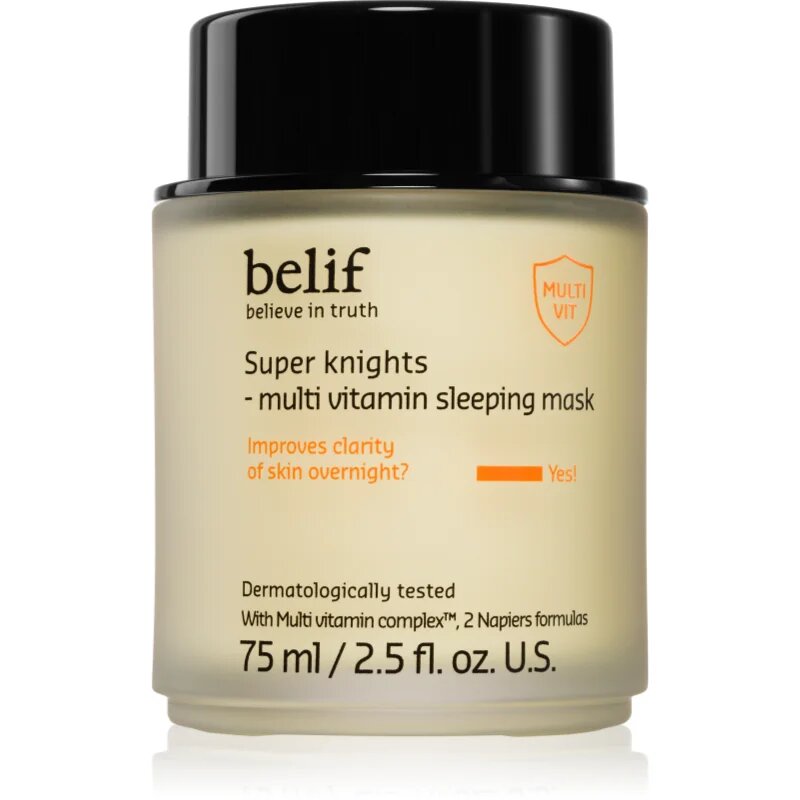 belif Super Knights Multi Vitamin Mask masca de noapte intensa pentru regenerarea rapida a pielii uscate si deshidratate pentru toate tipurile de ten
