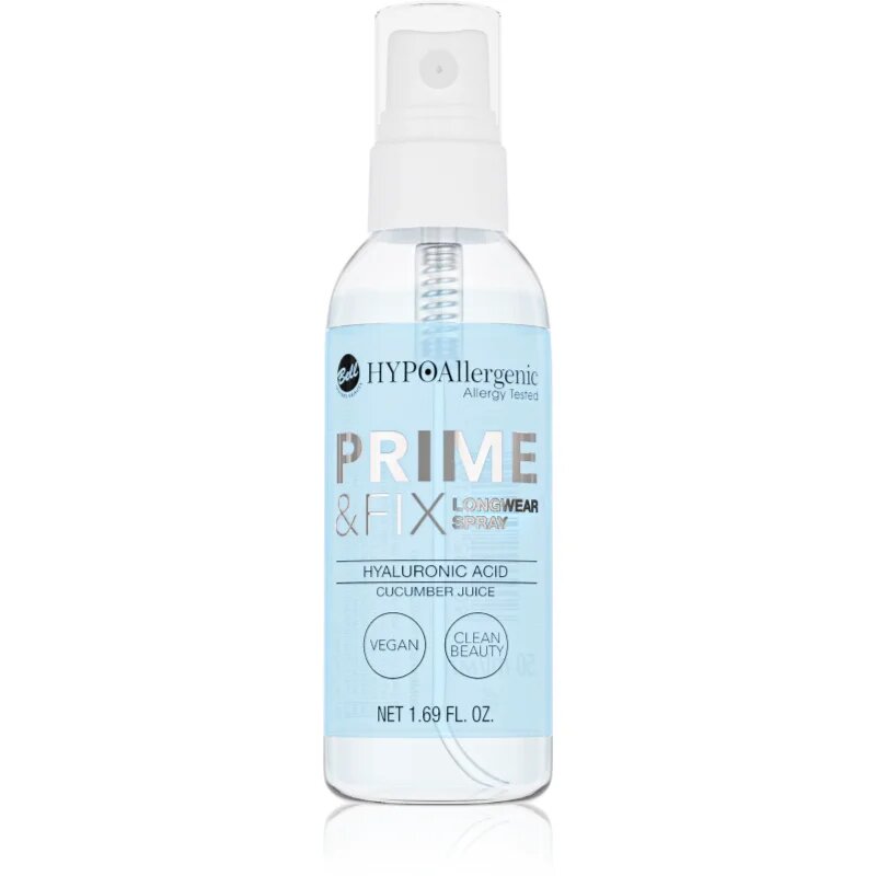 Bell Hypoallergenic Hydrating bază de machiaj și spray fixator 2 în 1 cu acid hialuronic 50 ml
