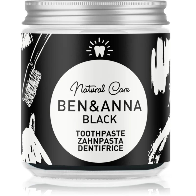 BEN&ANNA Natural Toothpaste Black pastă de dinți în borcan de sticlă cu cărbune activ 100 ml