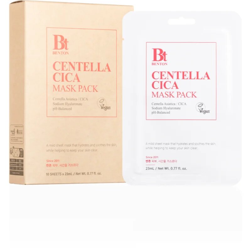 Benton Goodbye Redness Centella mască textilă calmantă pentru ten acneic 10 buc