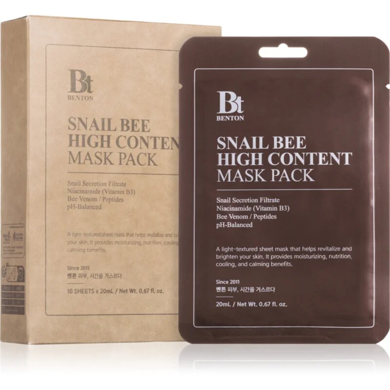 Benton Snail Bee masca de celule cu ingrijire completa cu extract de melc 10 × 20 g
