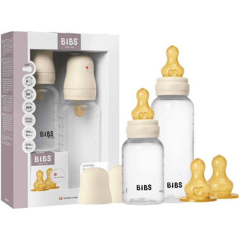 BIBS Anti-Colic Baby Bottle Set biberon anticolici cu tetină din cauciuc Ivory