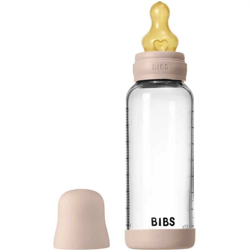 BIBS Baby Glass Bottle Round Latex biberon anticolici Blush 1 buc