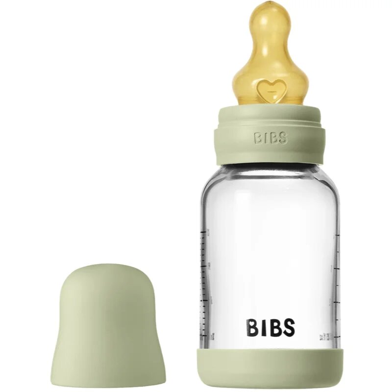 BIBS Baby Glass Bottle Round Latex biberon anticolici Sage 1 buc