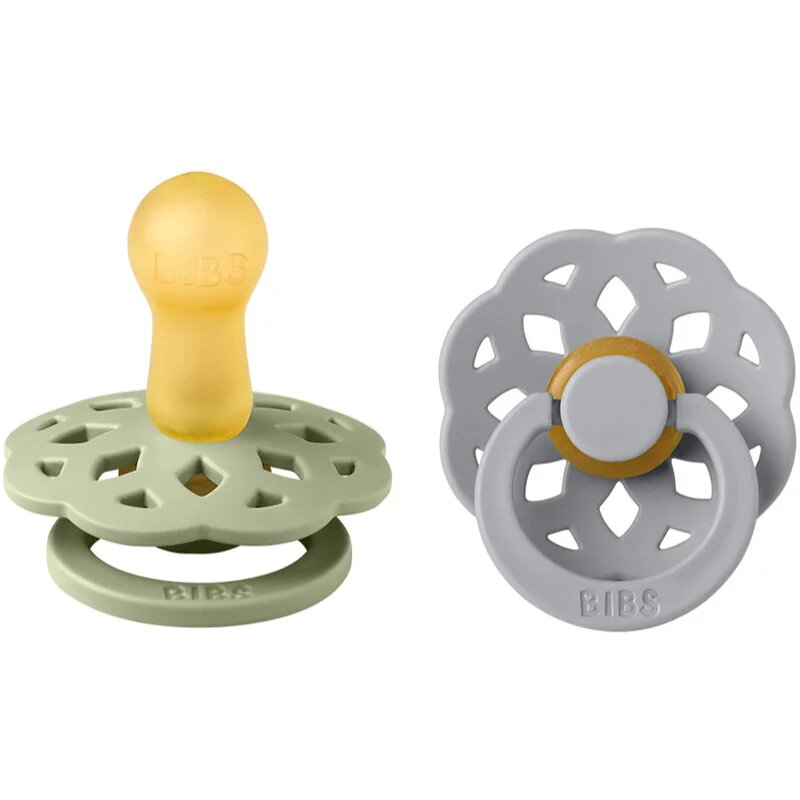 BIBS Boheme Natural Rubber Size 2: 6+ months suzetă Sage / Cloud 2 buc