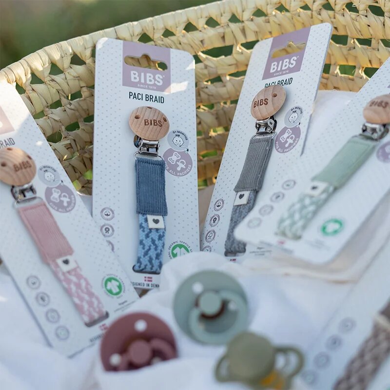BIBS Paci Braid clips pentru suzetă Petrol / Baby Blue 1 buc
