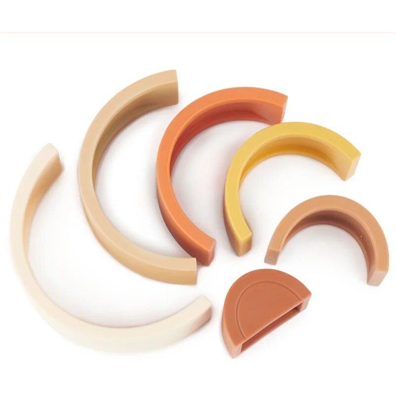 Bieco Silicone Rainbow curcubeu pliabil 12 m+ Chocolate Bliss 6 buc