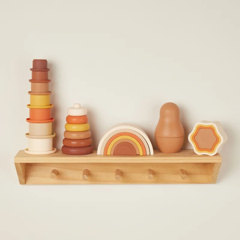 Bieco Silicone Rainbow curcubeu pliabil 12 m+ Chocolate Bliss 6 buc