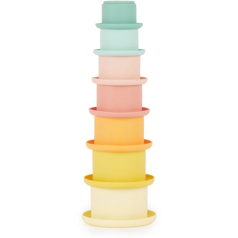Bieco Silicone Stacking Cups Tropical Vibes cupe de stivuire 12 m+ 7 buc