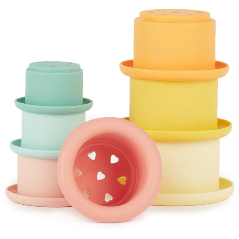 Bieco Silicone Stacking Cups Tropical Vibes cupe de stivuire 12 m+ 7 buc