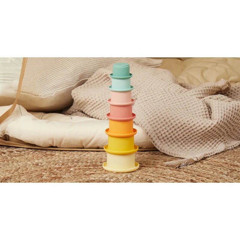 Bieco Silicone Stacking Cups Tropical Vibes cupe de stivuire 12 m+ 7 buc