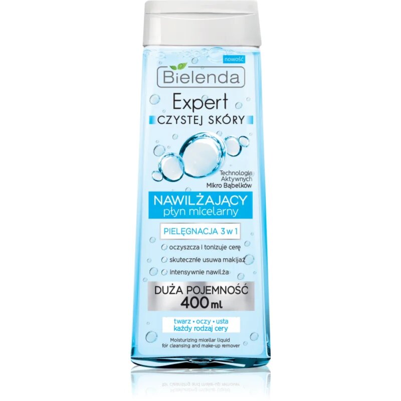 Bielenda Expert Pure Skin Moisturizing apa pentru curatare cu particule micele 3 in 1 400 ml