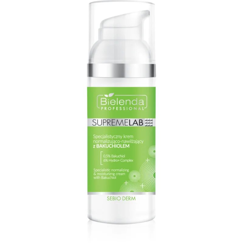 Bielenda Professional Supremelab Sebio Derm cremă normalizatoare de zi 05% Bakuchiol & 6% Hydro Complex 50 ml