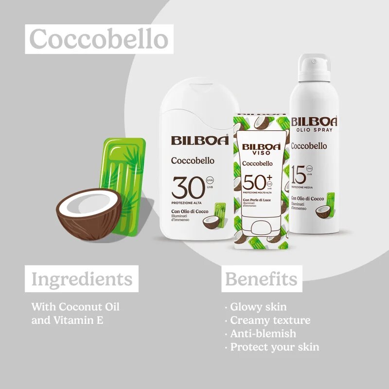 Bilboa Coccobello Trigger spray solar cu ulei de cocos SPF 20 250 ml