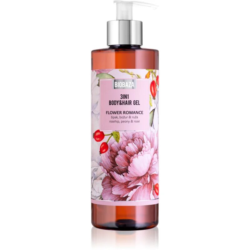 BIOBAZA 3in1 Body&Hair Gel Flower Romance sampon balsam si gel de dus 3in1 400 ml