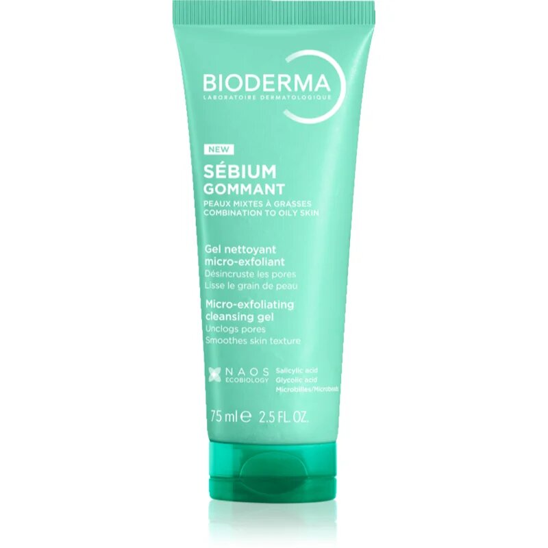 Bioderma Sébium Exfoliating Purifying Gel exfoliant de curățare pentru ten gras și mixt 75 ml