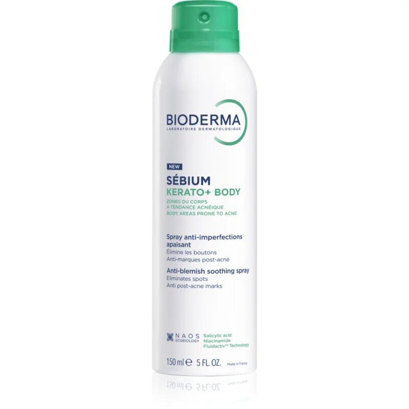 Bioderma Sébium Kerato+ Body spray pentru corp împotriva acneei a roșeții și a cicatricilor post-acnee 150 ml