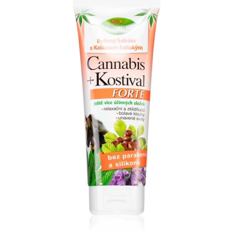Bione Cosmetics Cannabis Kostival Forte lotiune pe baza de plante pentru mușchi articulații și tendoane 205 ml