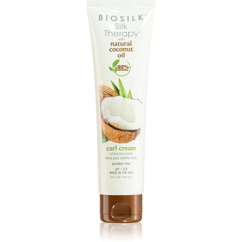 Biosilk Silk Therapy Coconut Oil Curl Cream crema de par pentru par ondulat si cret 148 ml