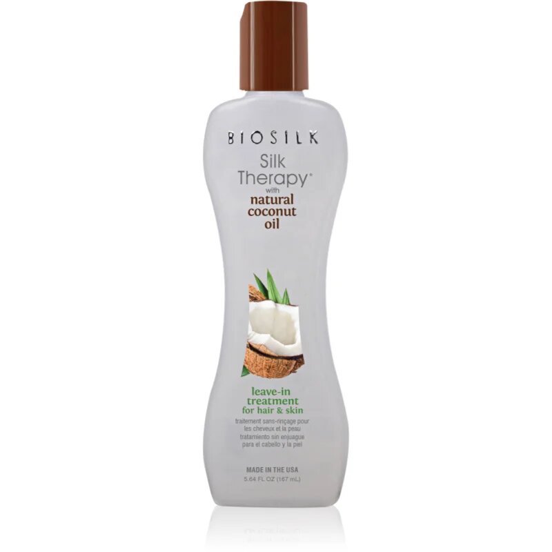 Biosilk Silk Therapy Coconut Oil Leave-In Treatment tratament de hidratare fara clatire de par si de corp 167 ml