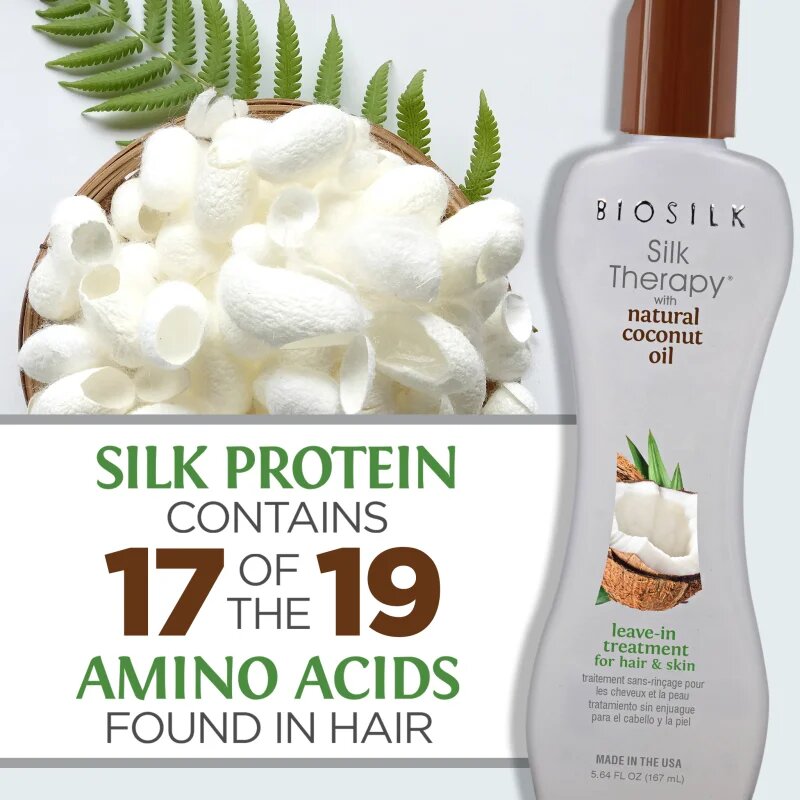 Biosilk Silk Therapy Coconut Oil Leave-In Treatment tratament de hidratare fara clatire de par si de corp 167 ml