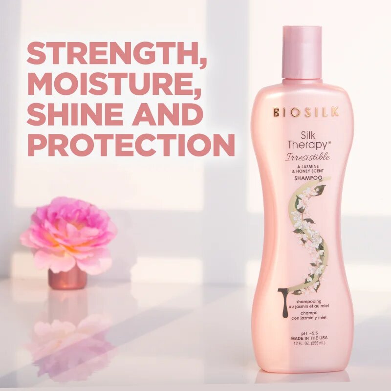 Biosilk Silk Therapy Irresistible Aplicarea jeturilor de refacere pentru ingrijire cu mătase 355 ml