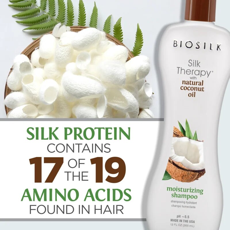 Biosilk Silk Therapy Natural Coconut Oil sampon hidratant cu ulei de cocos 355 ml