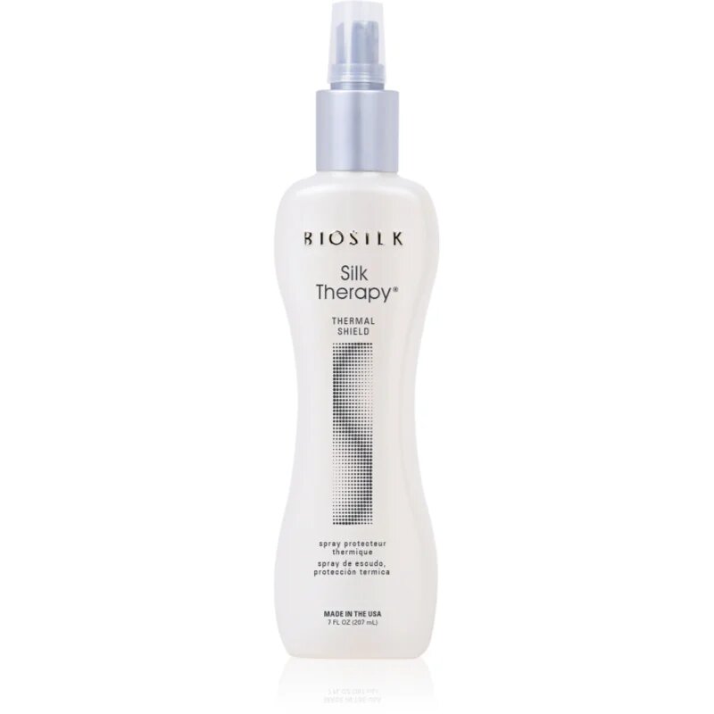 Biosilk Silk Therapy Thermal Shield spray cu protecție termică pentru aranjarea cu placa și cu ondulatorul fara parabeni 207 ml