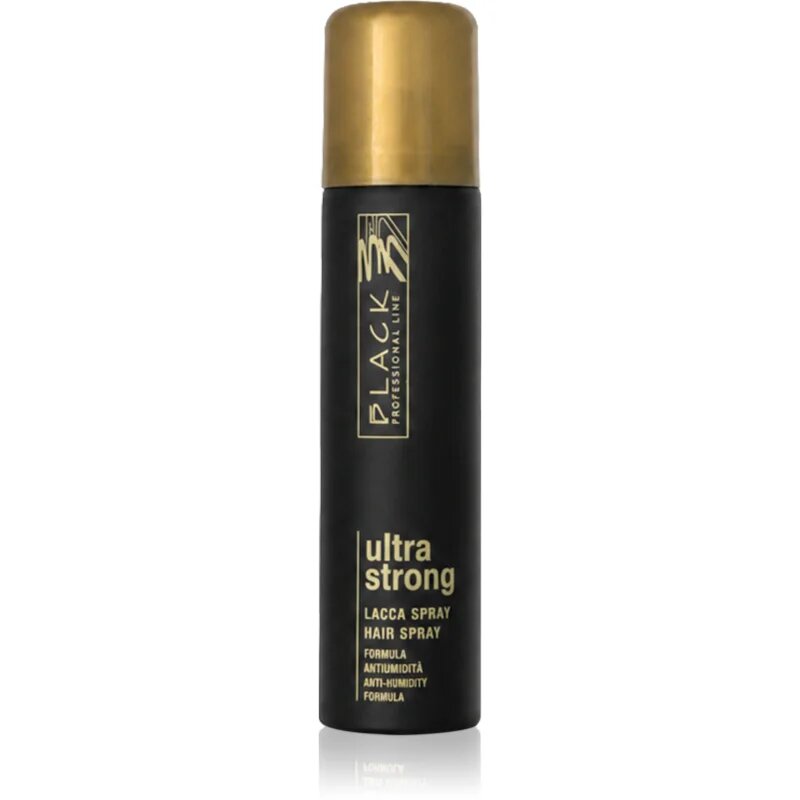Black Professional Line Lacca Black Ultra Strong Hair Spray fixativ pentru păr cu fixare foarte puternică pentru volum și strălucire 75 ml