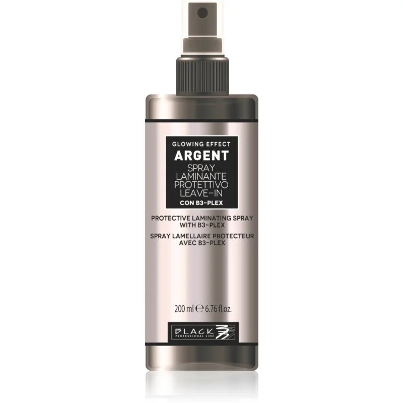 Black Professional Line Line Argent Laminating Protective Spray spray cu efect de strălucire pentru un par stralucitor si catifelat 200 ml