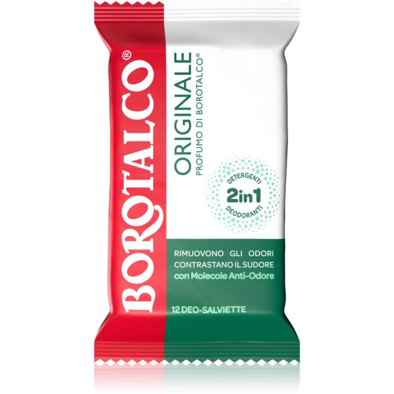 Borotalco Original Deo Wipes Servetele umede cu efect revigorant pentru picioare corp și axile 12 buc