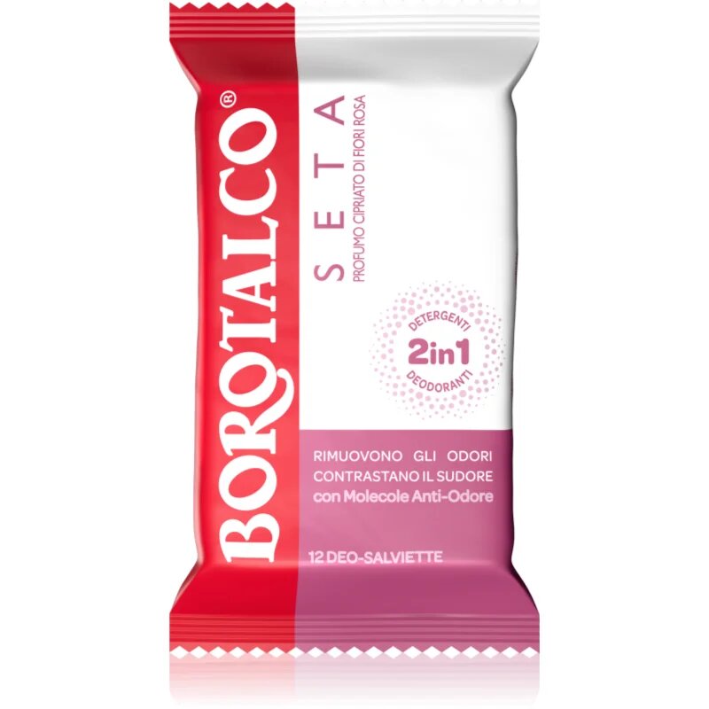 Borotalco Soft Talc & Pink Flower Deo Wipes Servetele umede cu efect revigorant pentru picioare corp și axile 12 buc