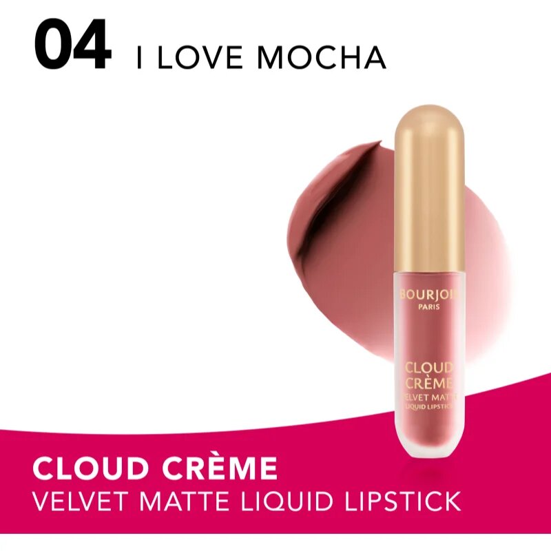 Bourjois Cloud Crème Velvet Matte ruj lichid ultra mat culoare 04 I Love Mocha 3.1 ml