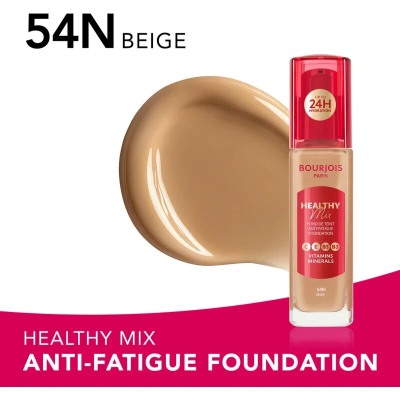 Bourjois Healthy Mix makeup radiant cu hidratare 24 de ore culoare 54N Beige 30 ml