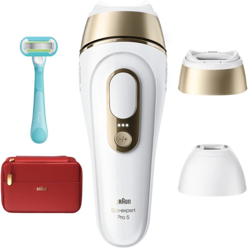 Braun IPL Silk·expert Pro 5 PL5221 dispozitiv inteligent IPL pentru îndepărtarea firelor de păr pentru corp față zona bikini și axile 1 buc