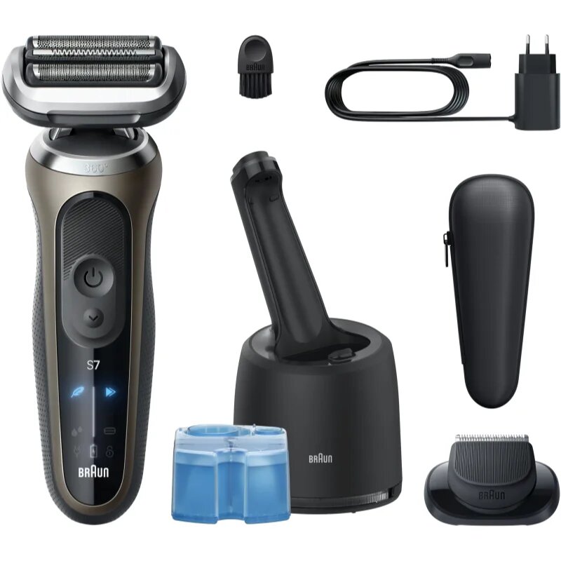 Braun Series 7 72-C7200cc Aparat de bărbierit electric cu stație pentru curățare și încărcare Gold 1 buc