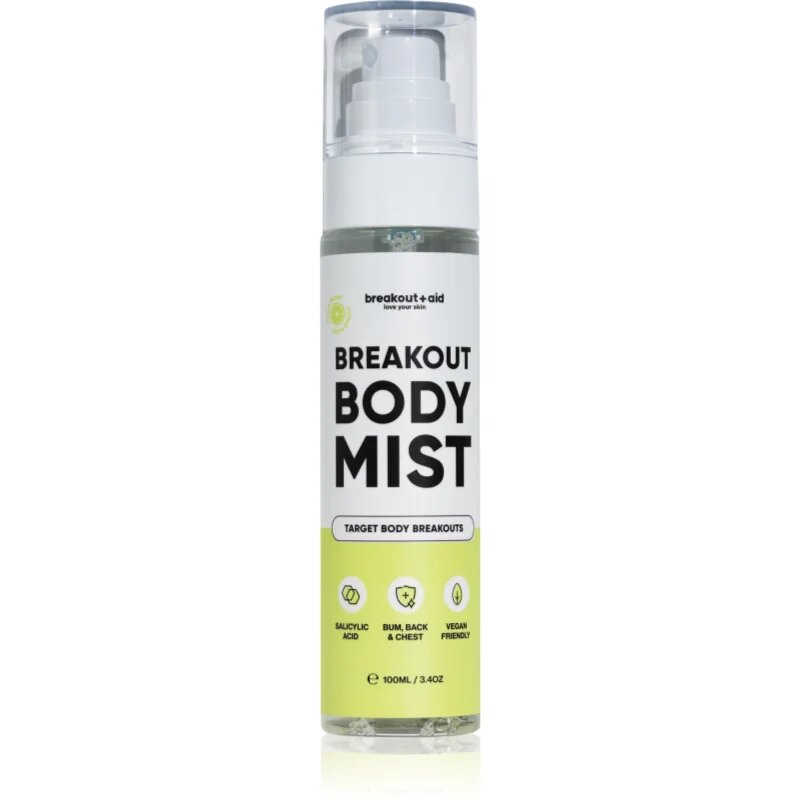 breakout + aid Body Mist spray de corp cu niacinamidă și acid salicilic impotriva acneei 100 ml