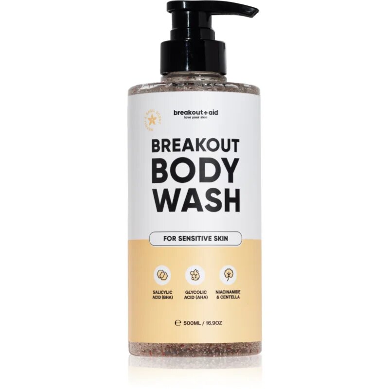 breakout + aid Body Wash gel de duș pentru acnee cu acizi AHA și BHA 500 ml