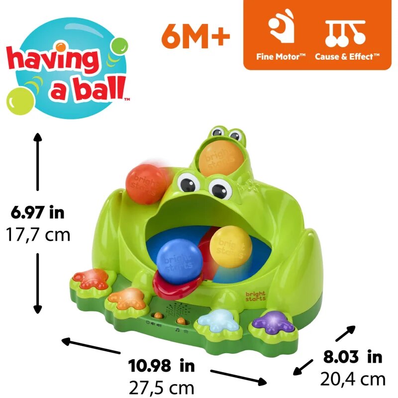 Bright Starts Poppin' Ball Frog jucărie cu activități cu melodie 6 m+ 1 buc