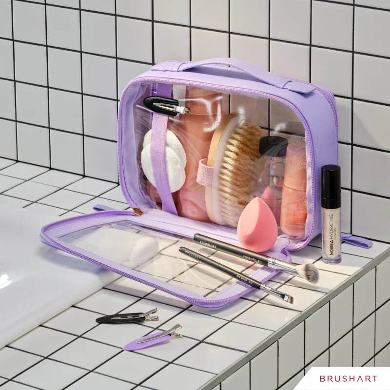 BrushArt Accessories Transparent make-up case servietă pentru cosmetice Lilac 1 buc