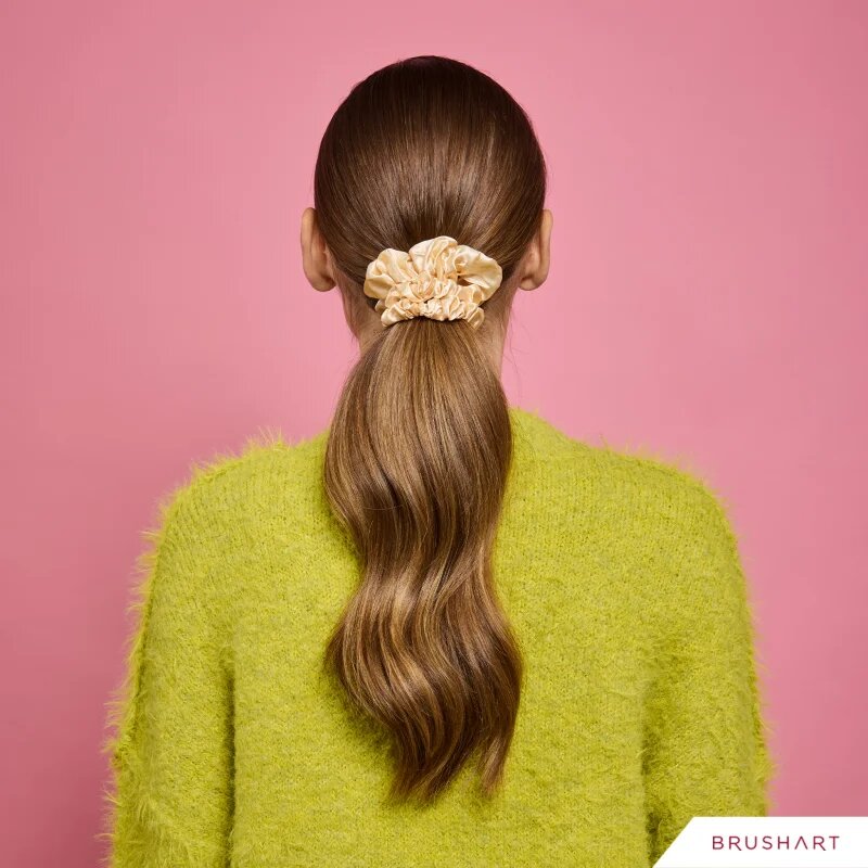 BrushArt Gift for You Slim & Midi satin scrunchie set Elastice pentru par Blonde latte 3 buc