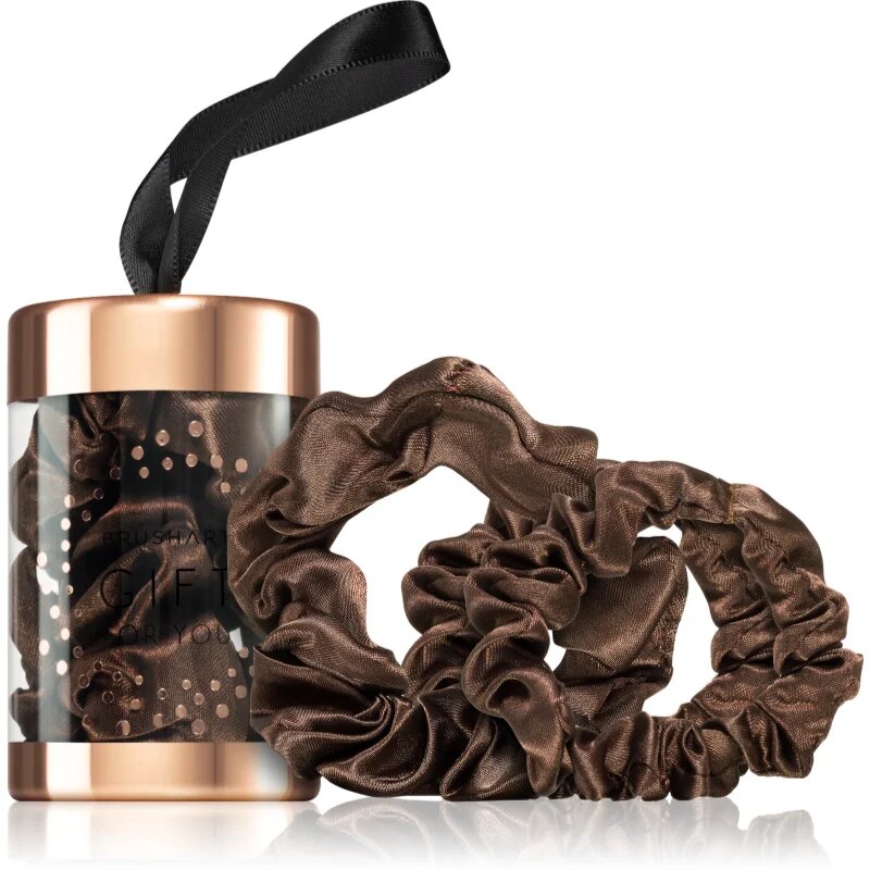 Gift for You Slim & Midi satin scrunchie set Elastice pentru par Chocolate brown 3 buc