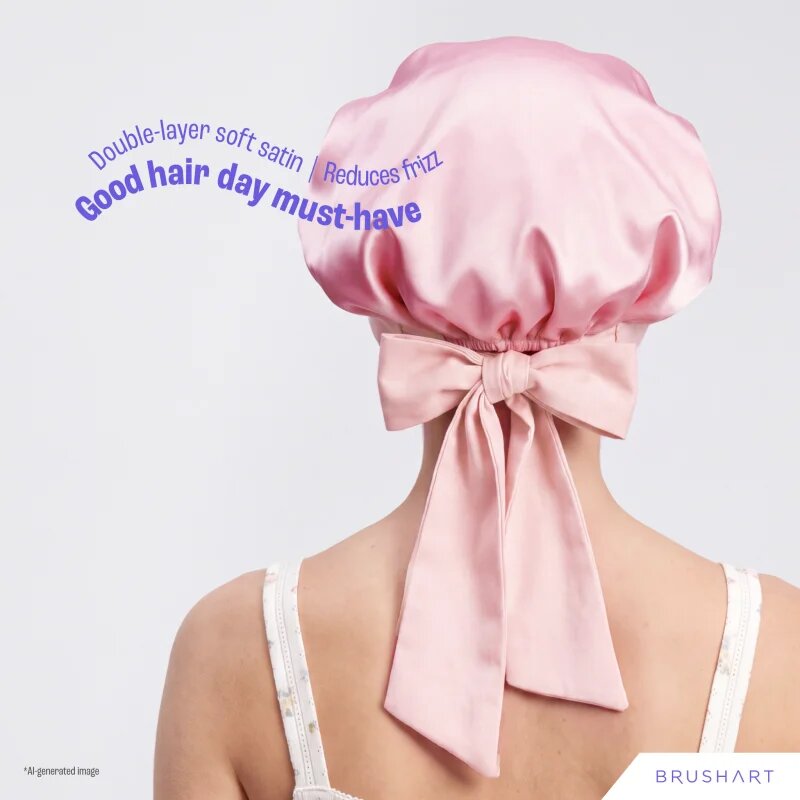 BrushArt Hair Adjustable Satin Bonnet turban pentru păr Candy Pink 1 buc