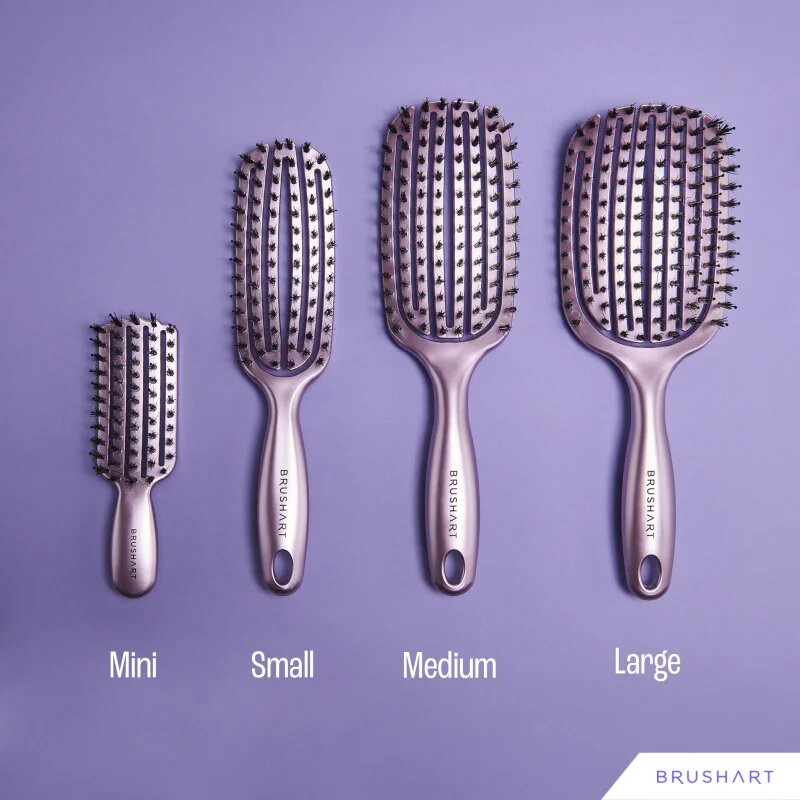 BrushArt Hair Vent blowdry hairbrush with boar bristles perie de par cu peri de nailon și de mistreț Mini 1 buc