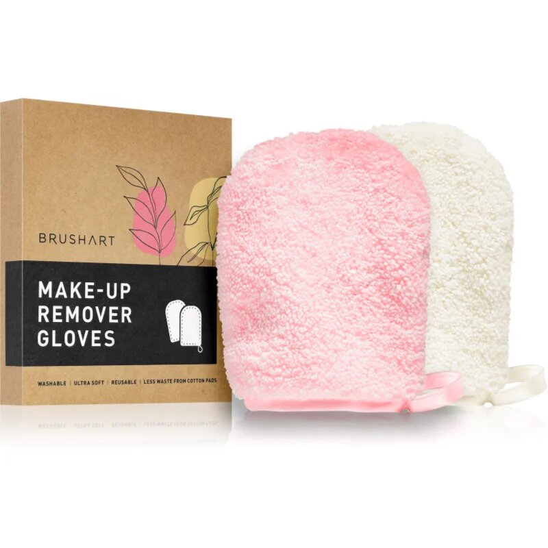 BrushArt Home Salon Make-up remover gloves mănuși demachiante pentru make-up PINK CREAM 2 buc