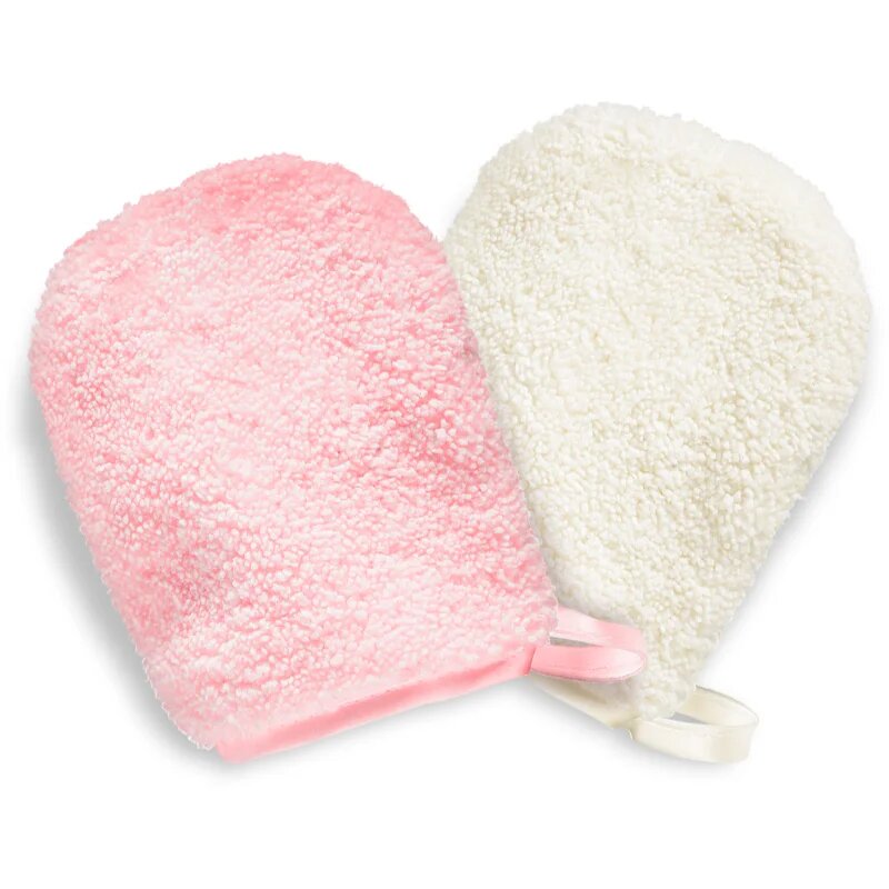 BrushArt Home Salon Make-up remover gloves mănuși demachiante pentru make-up PINK CREAM 2 buc